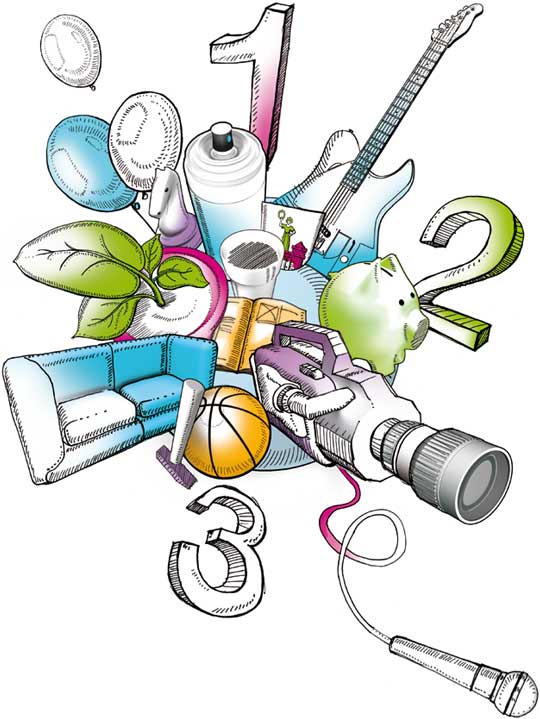 TU:DU - Erster Wettbewerb f&uuml;r Engagierte Magdeburger von 7 bis 17 - Bild mit bunten Gegenst&auml;nden